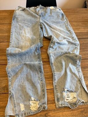 PrettyLittleThing Light Blue Distressed Bootcut Jeans